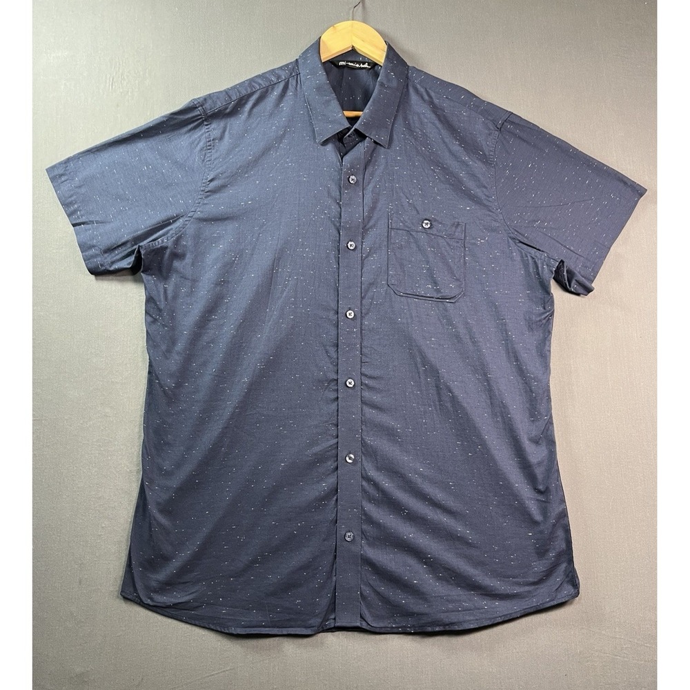 Travis Mathew Button Up Navy Blue Short Sleeve Shirt Mens Size XL